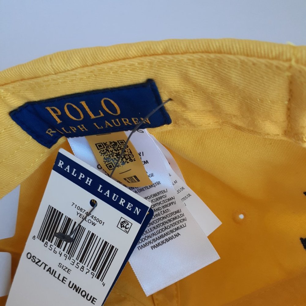 Polo Ralph Lauren Beach Bear Yellow Baseball Cap Hat Adjustable NEW With Tags - Picture 5 of 11